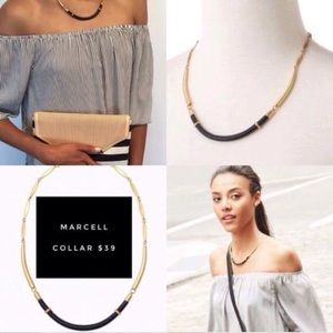 Stella & Dot Marcell Black Leather Collar Necklace
